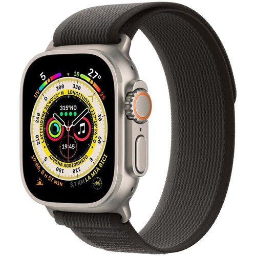 Apple Watch Ultra Titanium GPS + Cellular (LTE) Silver, Trail Loop black/grey, M/L, MQFX3FD/A, 49mm - DE