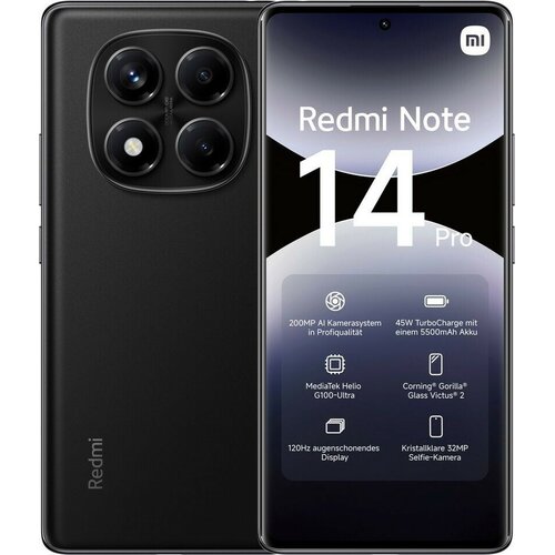 Xiaomi Redmi Note 14 Pro Dual Sim 8GB RAM (midnight black) - 256 GB - DE