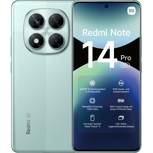 Xiaomi Redmi Note 14 Pro 5G Dual Sim 12GB RAM (coral green) - 512 GB - DE